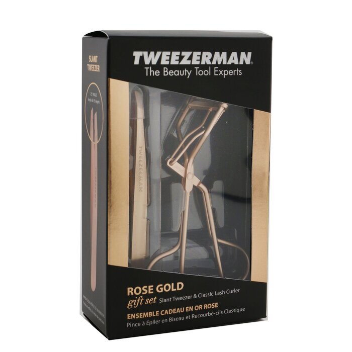 Tweezerman Rose Gold Slant Tweezer & Classic Lash Curler Gift Set 2pcs