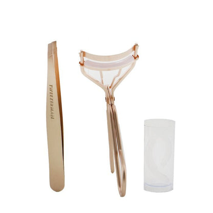 Tweezerman Rose Gold Slant Tweezer & Classic Lash Curler Gift Set 2pcs