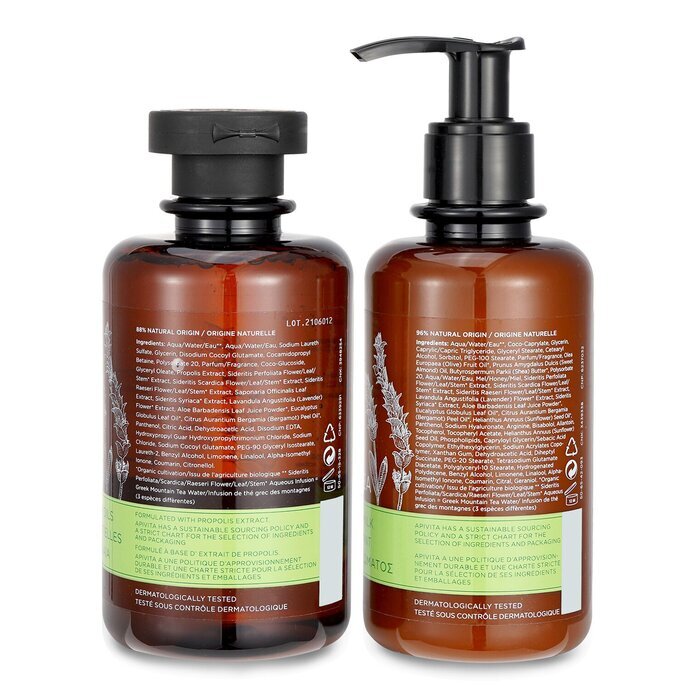 Apivita Uplift Your Mood Toning & Revitalization Set: Tonic Mountain Tea Shower Gel 250ml+ Tonic Mountain Tea Body Milk 2pcs