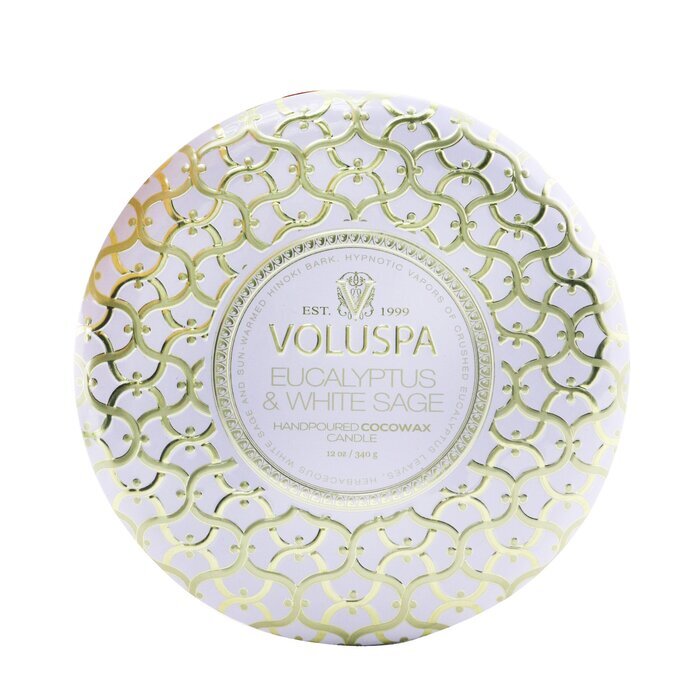 Voluspa 3 Wick Decorative Tin Candle - Eucalyptus & White Sage 340g/12oz