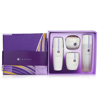 Tatcha Ritual For Firm Skin Set: Camellia Cleansing Oil 150ml + Essence 150ml + Silk Cream 50ml + Rice Polish 60g 4pcs