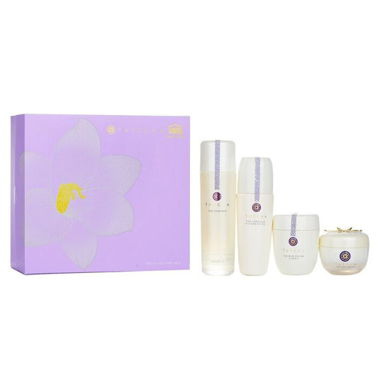 Tatcha Ritual For Firm Skin Set: Camellia Cleansing Oil 150ml + Essence 150ml + Silk Cream 50ml + Rice Polish 60g 4pcs