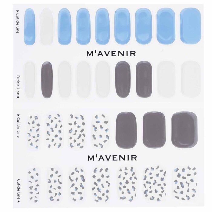 Mavenir Nail Sticker (Patterned) - # Cream Blue Leopardo Nail 32pcs