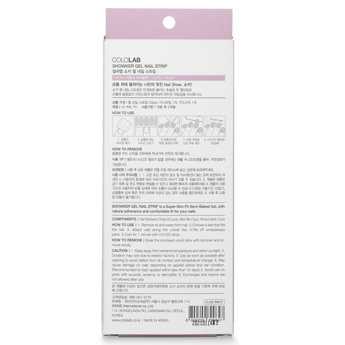 Cololab Showker Gel Nail Strip # CSF311 Lovely Violet 1pcs