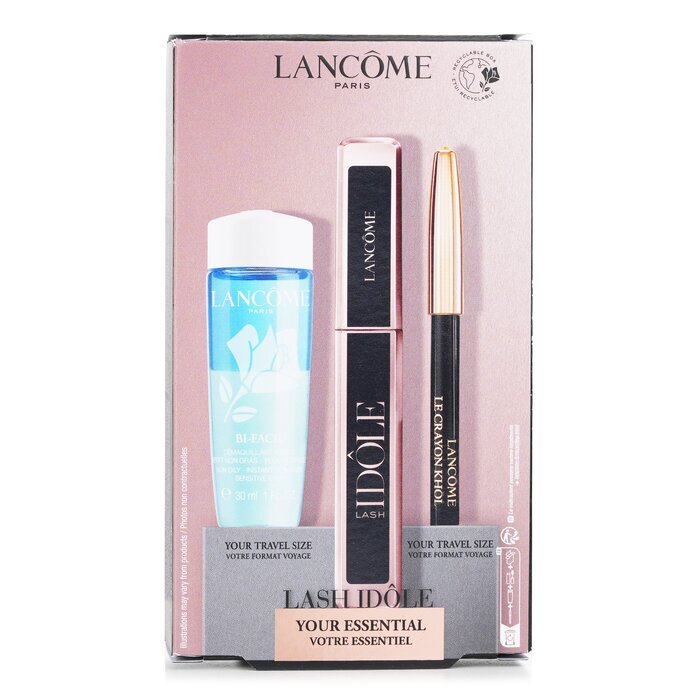 Lancome Lash Idole Mascara Set: Volumizing Mascara 8ml + Le Crayon Khol - No. 01 Black 0.7g + Non-Oily Instant Cleanser 30ml 942911 3pcs